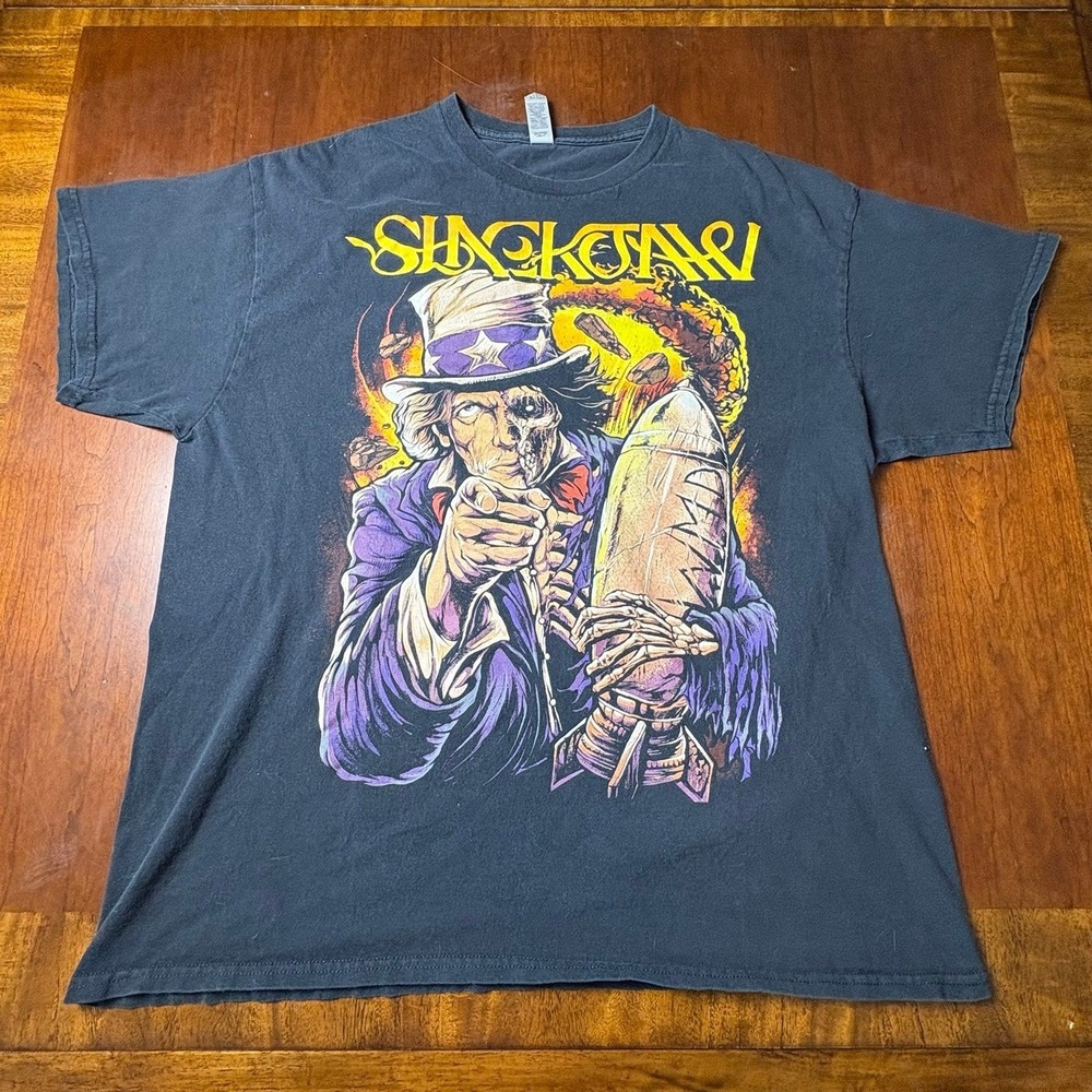 Slackjaw Uncle Sam Skull Graphic Band Tee Gildan XL Metal Shirt